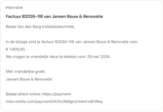Betaalknop in e-mail