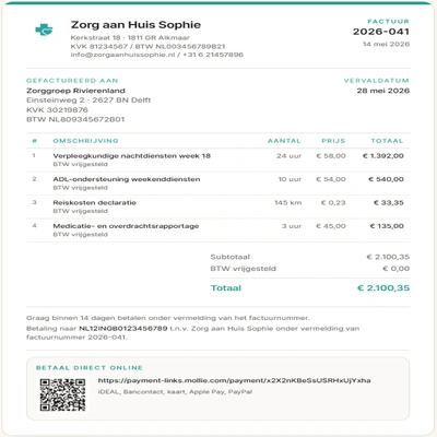 Betaallink toevoegen aan factuur