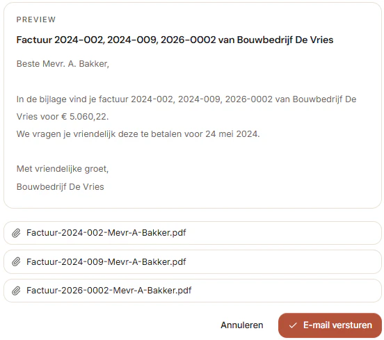 E-maildialoog met groepen en voorbeeld