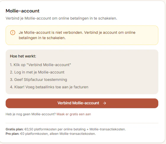 Mollie-account koppelen