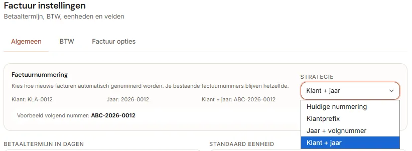 Nummeringsstrategie kiezen